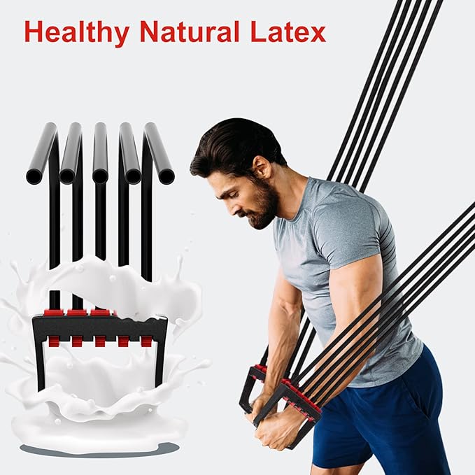 Chest Expander for Chest Arm Legs Shoulder Back Muscles Training, Chest Exerciser for Men with 5 Removable Ropes, Fitness Training Set for Pilates Push Ups Full Body Home Gym Workout Band