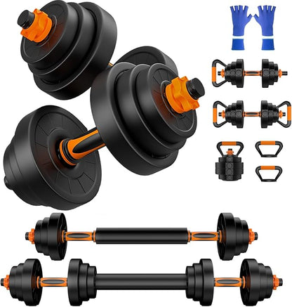 44LB Adjustable Dumbbelsll Set of 2, Weights Set 4 in 1, Barbell Weight Set for Women Men, Free Weights Exercise & Fitness Dumbbells for Home Gym, Hand Weightlifting Muscle Strength Training…