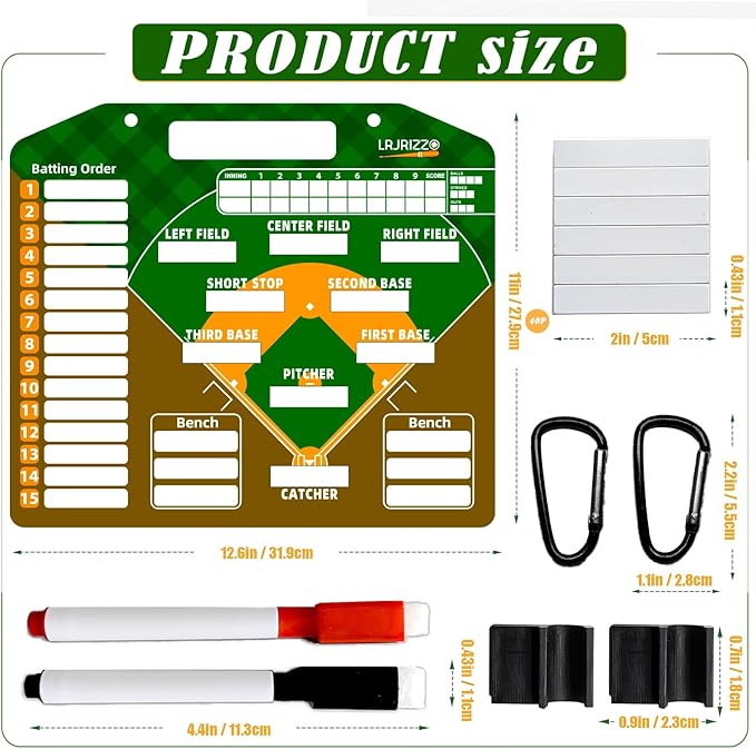 Magnetic Baseball Lineup Board，Baseball Lineup Cards Baseball Lineup Board for Dugout Baseball Clipboard for Coaches Softball Lineup Cards Marker Boards Baseball Coaching Accessories（Brown）