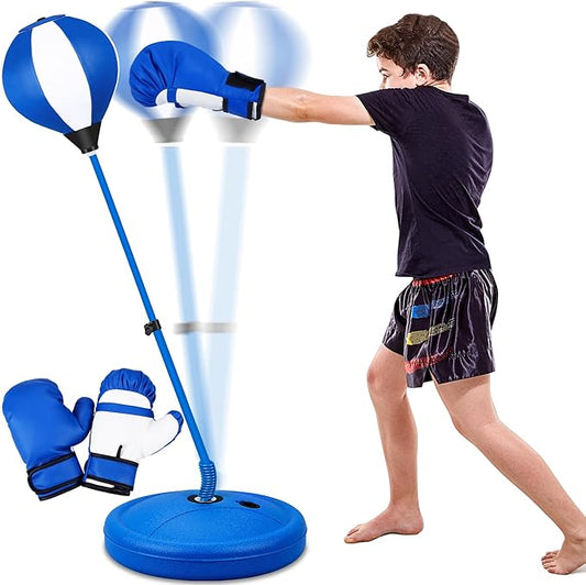 Punching Bag for Ages 3 4 5 6 7 8+ Years Old Kids, Boxing Bag Set Toy with Boxing Gloves, Height Adjustable Punching Bag, Sport Toy for Boys & Girls, Ideal Christmas Birthday Gift for Kids