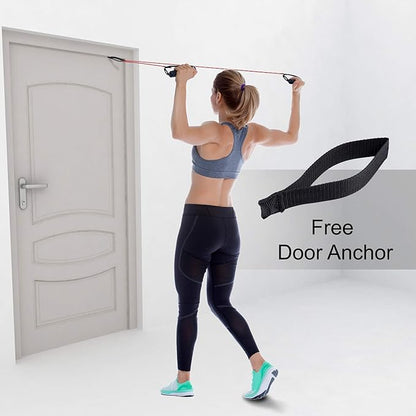 Resistance Bands with Handles and Door Anchor, Gym Resistance Tubes for Strength Training, Exercise Bands for Working Out, Physical Therapy, Home Workouts, Pilates & Crossfit