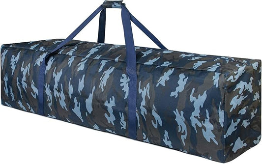 TOPDesign 1-Pack 46 Inch Extra Large Zippered Duffel Bag for Travel Camping Sports Equipment Storage, Waterproof Foldable Luggage Bag with Padded Handles (Camouflage Blue)