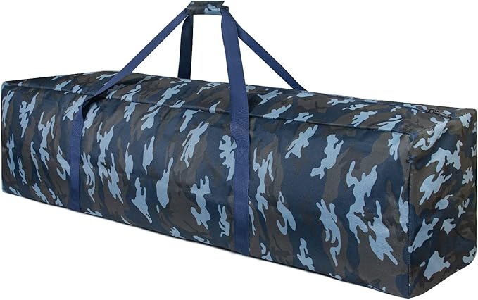 TOPDesign 3-Pack 46 Inch Extra Large Zippered Duffel Bag for Travel Camping Sports Equipment Storage, Waterproof Foldable Luggage Bag with Padded Handles (Camouflage Blue)