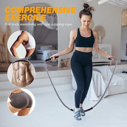 Weighted Jump Rope for Women, Jump Rope for Fitness, Workout Equipment for Men & Women, Adult Heavy Workout Rope for Improve Strength, Building Muscle, Power Training, Total Body Home Gym Equipment