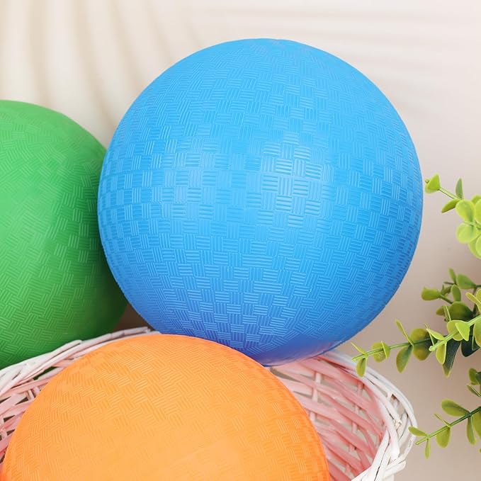 Shindel Playground Ball with Air Pump, 8.5inch Inflatable Dodge Ball Handball Rubber Kickball No Sting Balls for Kids Ball Games Gym Camps Yoga Exercises Indoor Outdoor Blue