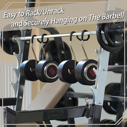 Dumbbell Spotter Hooks for Bench Press: Power Rack Attachments Dumbbells Rack for Chest Workout Connect to Barbell