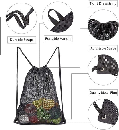 COVAX Heavy Duty Mesh Drawstring Bag, Sport Equipment Storage Bag for Beach, Swimming