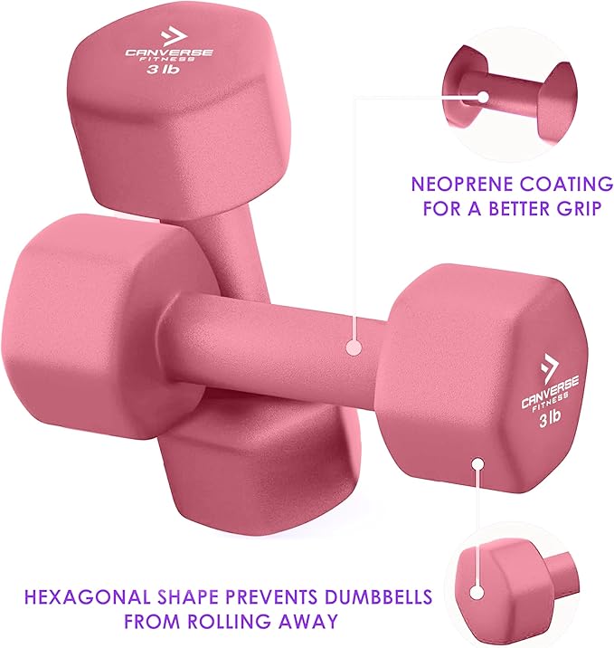 Neoprene Coated Dumbbell Sets of 2, Hand weight Dumbbells Anti-roll, Anti-Slip, Hexagon Shape for Strength Training Exercises Dumbbell Pairs for Men and Women, Ideal for Home Gym