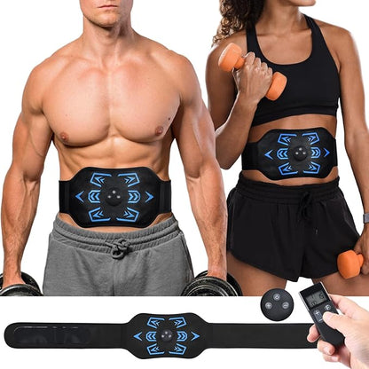 ABS Stimulator,Ab Machine,Abs Muscle Training Belt,USB Rechargeable Portable Abdomen Ab Stimulator for Men Woman,Home & Office Exercise Equipment Blue