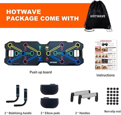 HOTWAVE Portable Workout Equipment with 20 Gym Accessories.Push Up Board &Plank,Resistance Band with Ab Roller Wheel,Exercise at Home For Men and Women