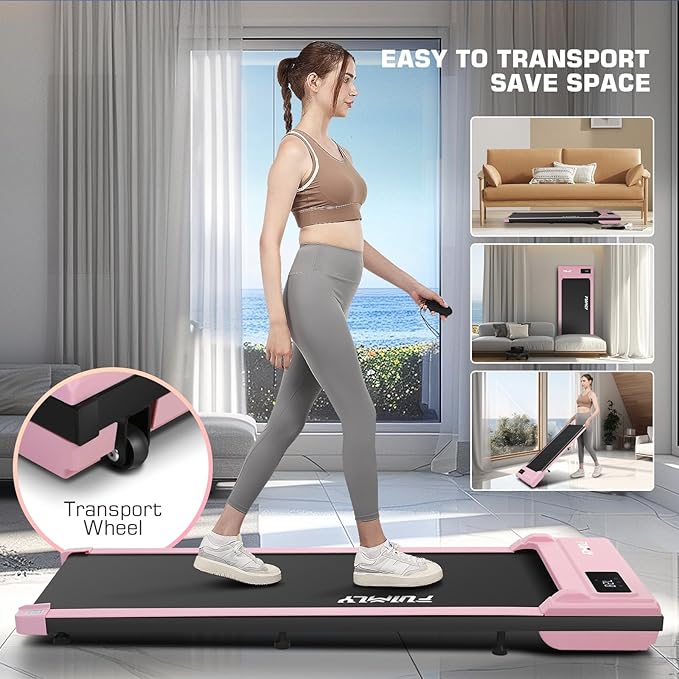 FUNMILY Walking Pad Treadmill 300 lb Capacity Under Desk Treadmill, 2.5hp Portable Treadmills for Home Office Small Running, 2 in 1 Working Walking Jogging Machine with Shock Absorption, LED Display