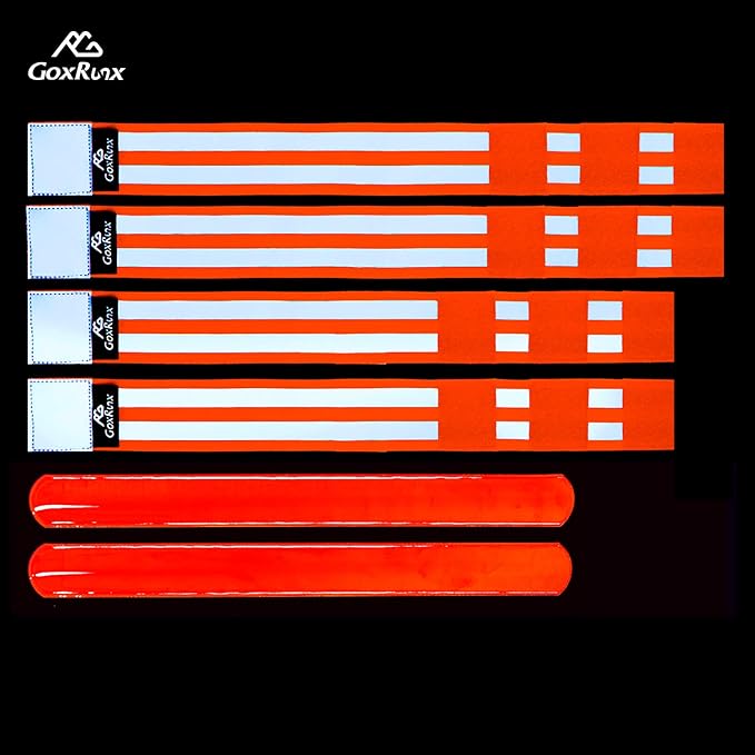 GoxRunx 6 Pcs Reflective Bands for Arm/Wrist/Leg, High Visibility Reflective Running Gear Reflectors Armband for Women Men,Safety Reflective Straps Bracelets for Running, Cycling, Walking