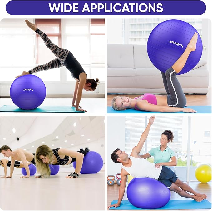 APEXUP Yoga Ball Exercise Ball, Pilates Ball, Anti Slip Stability Ball, Heavy Duty Gym Ball for Fitness, Balance, Core Workout, Physical Therapy