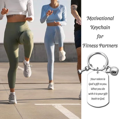 Fitness Keychain Featuring Dumbbell and Kettlebell with Uplifting