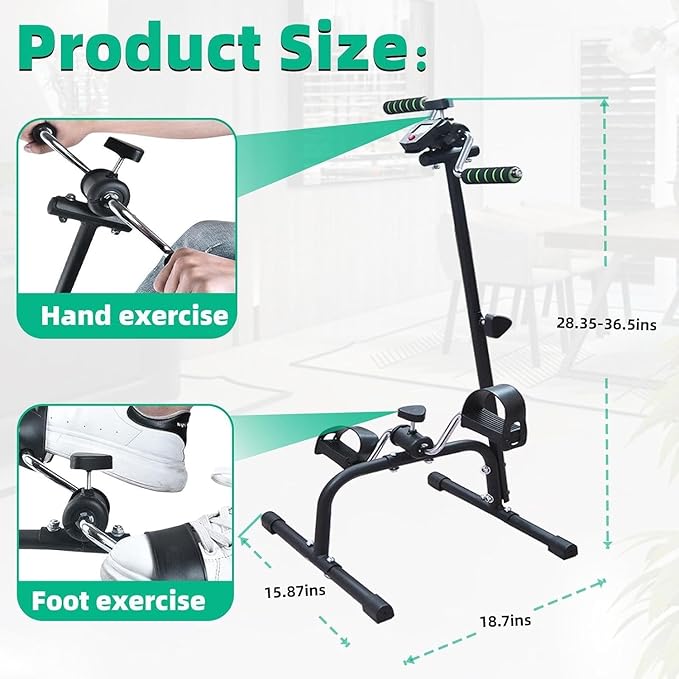 Pedal Exerciser for Seniors Hand Arm Leg and Knee Peddler Bike Indoor Adjustable Fitness Equipment for Rehabilitation