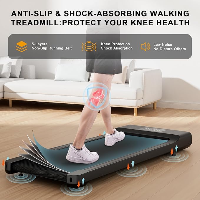 Smart Walking Pad, 2-in-1 Under Desk Treadmill for Home Office, Portable Walking/Jogging Machine with App & Remote Control, Fitness Data Recording