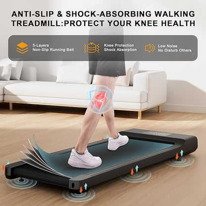 Smart Walking Pad, 2-in-1 Under Desk Treadmill for Home Office, Portable Walking/Jogging Machine with App & Remote Control, Fitness Data Recording