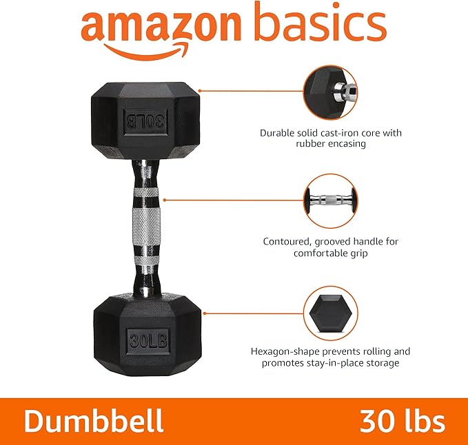 Amazon Basics Rubber Hex Dumbbell Hand Weight