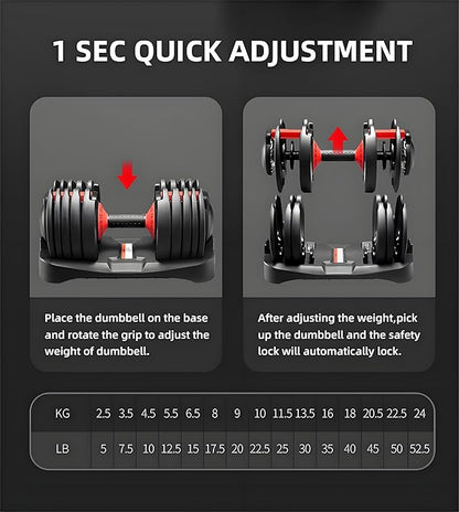 15 Weight in 1 Adjustable Dumbbell 53LB （24kg/53lb）