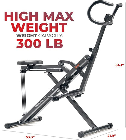 Sunny Health & Fitness Row-N-Ride® Plus, Heavy Duty Assisted Squat Machine with 300 LB Max Weight Capacity, Adjustable Resistance and Thick Padded Seat - NO. 077PLUS