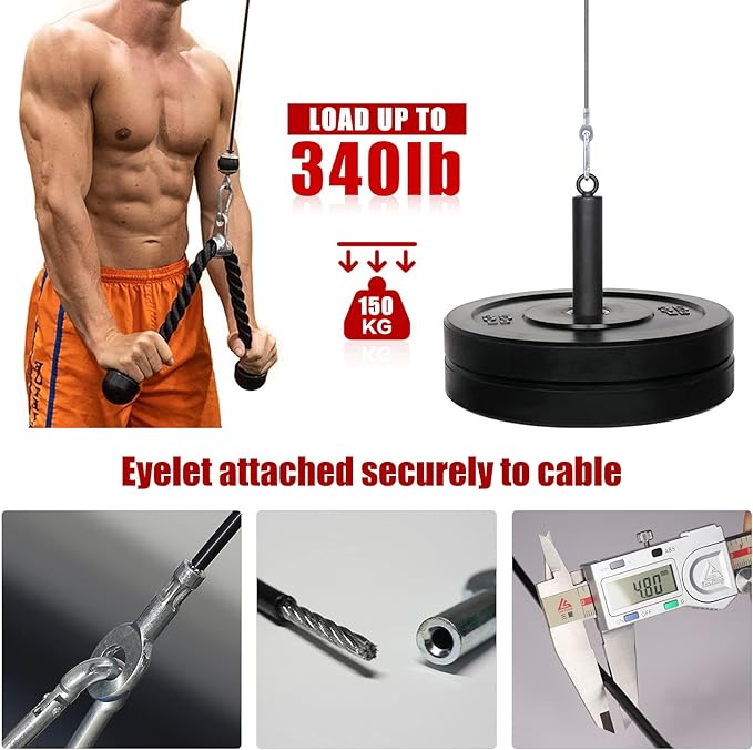 SYL Fitness Gym Replacement Cable Heavy Duty Steel Wire Rope for Home Gym Cable Pulley Machine Accessories