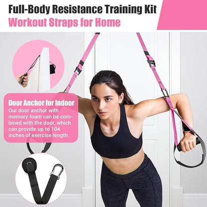 Home Resistance Training Kit, Resistance Trainer Exercise Straps with Handles, Door Anchor and Carrying Bag for Home Gym, Bodyweight Resistance Workout Straps for Indoor & Outdoor