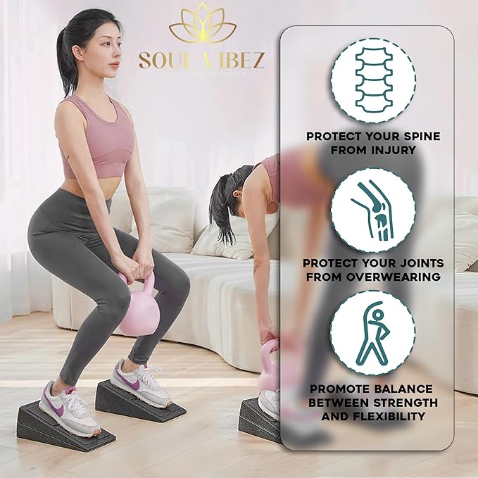 Squat Wedge Block Non Slip Slant Board for Calf Stretching Makes Exercise Easy Improve Mobility and Strength Incline Board for Heel Elevated Squat