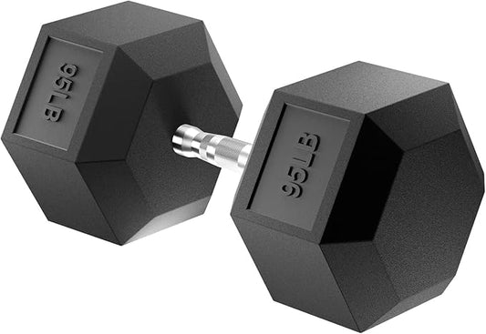 Hex Dumbbell Set, 3-100 lb Rubber Encased Exercise & Fitness Dumbbells, Weights Dumbbells Set of 2, Hand Weight for Strength Training (Single, Pair, Set)