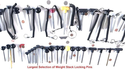 Pin Tensile 3/8 Diameter 5-1/2" Locking Space | Universal Fitness Eqpt Weight Stack Replacement SELECTOR Key | Detent Hitch PINS | Chrome Plated Steel