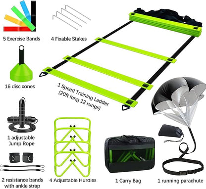 Agility Training Equipment 20FT Agility Ladder,4 Adjustable 16 Football