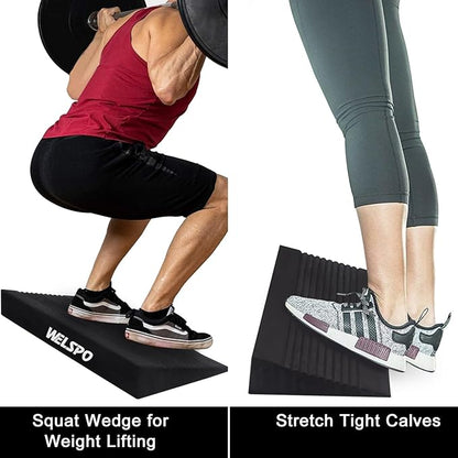 One-Piece Squat Wedge Block, Anti-Tip Design Slant Board for Squats for Heel Elevation, Knees Over Toes, Calf Stretches, Weightlifting, and Recovery Training