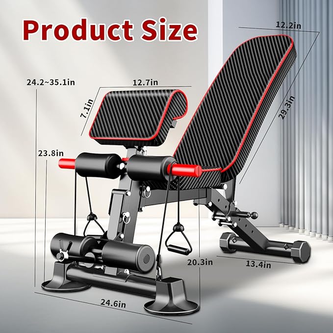 Adjustable Weight Bench,Utility Workout Bench Foldable Incline Decline Benches for Home Gym Full Body Workout,Load 500LBS