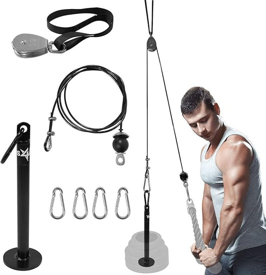 Yes4All Weight Plate Loading Pin 1 inch and 2 inch, Fitness LAT Cable Pulley System Gym, Heavy Duty Gym Equipment for Home with Tricep Rope Cable Attachment