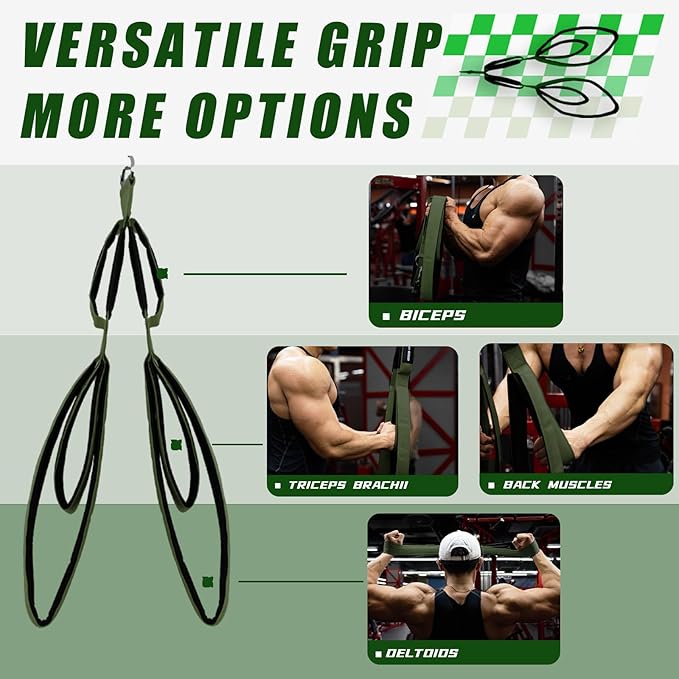 Tricep Rope Cable Attachment with 6 Anti-Slip Handles, Tricep Pull Down Attachment for Professional Fitness Training, Gym Rope Attachment for Professional Gym