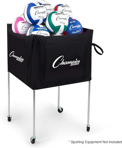 Champion Sports Volleyball Cart with Wheels, Premium Volleyball Equipment and Accessories