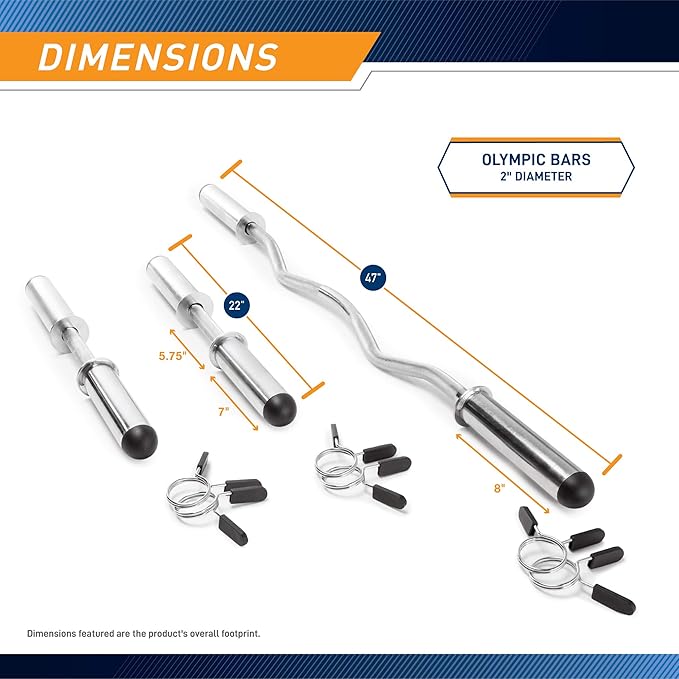 Marcy Hollow Curl Bar and Dumbbell Handle Set with Spring Collars