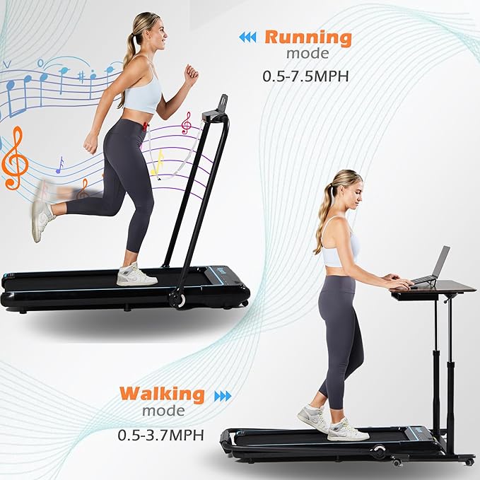 Ksports 3-in-1 Folding Electric Treadmill, Home Gym Cardio Strength Training Workout Set w/Ab Mat, Sit Up Strap