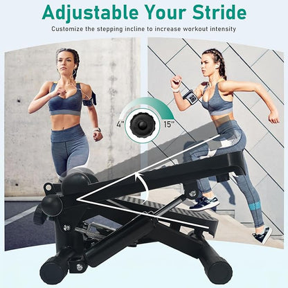 Steppers for Exercise, Mini Stair Under Desk Bike Pedal Exerciser with LCD Monitor & Resistance Bands Carpet