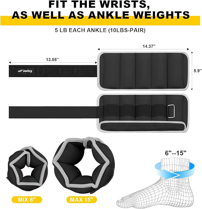 Adjustable Ankle Weights for Women Men 1 Pair 2 4 6 8 10 LBS Leg Weights Hand Arm Wrist Weights with Removable Weight, 1-5 LB Each Ankle Strength Training Weight for Physical Therapy Gym Fitness Walking Running