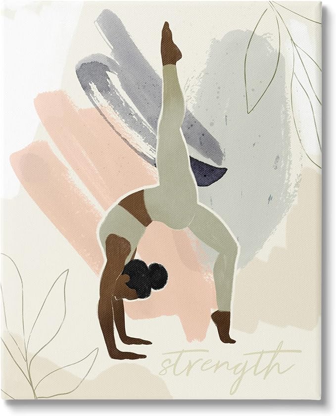 Stupell Industries Strength Abstract Leaf Simple Yoga Fitness Person,Design by Victoria Barnes