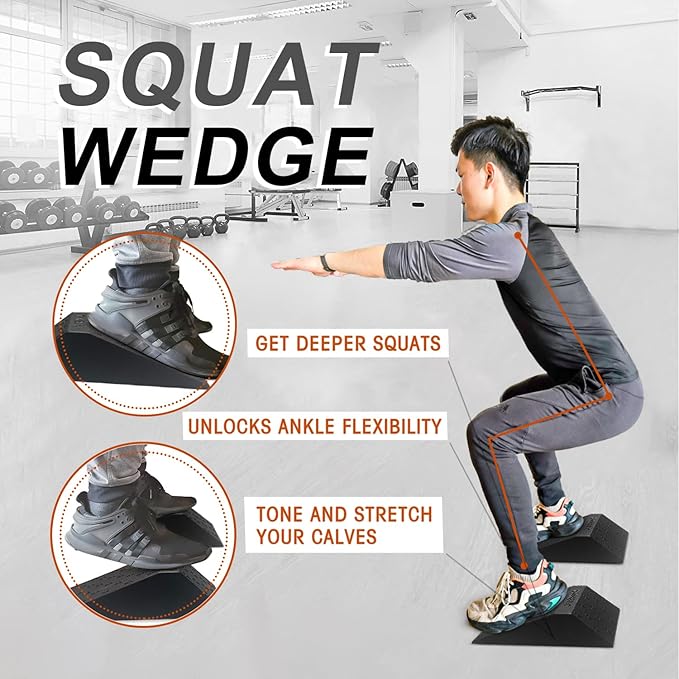 Squat Wedge Block 2PCS Non Slip Professional Squat Ramp,Squat Platform for Heel Elevated Squats and Calf Raises