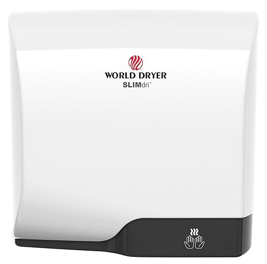 World Dryer L-974 SLIMdri Surface Mounted ADA Compliant Automatic Hand Dryer with Aluminum White Cover, 120/208/240V