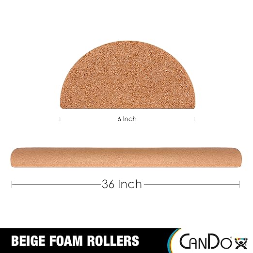 CanDo Beige PE Foam Rollers for Muscle Restoration, Massage Therapy, Sport Recovery and Physical Therapy 6" x 36" Half-Round