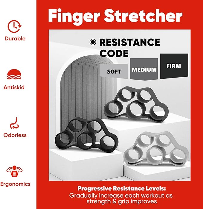 Hand Grip Strengthener 5 Pack - 2 Adjustable Hand Gripper with 3 Finger Stretcher