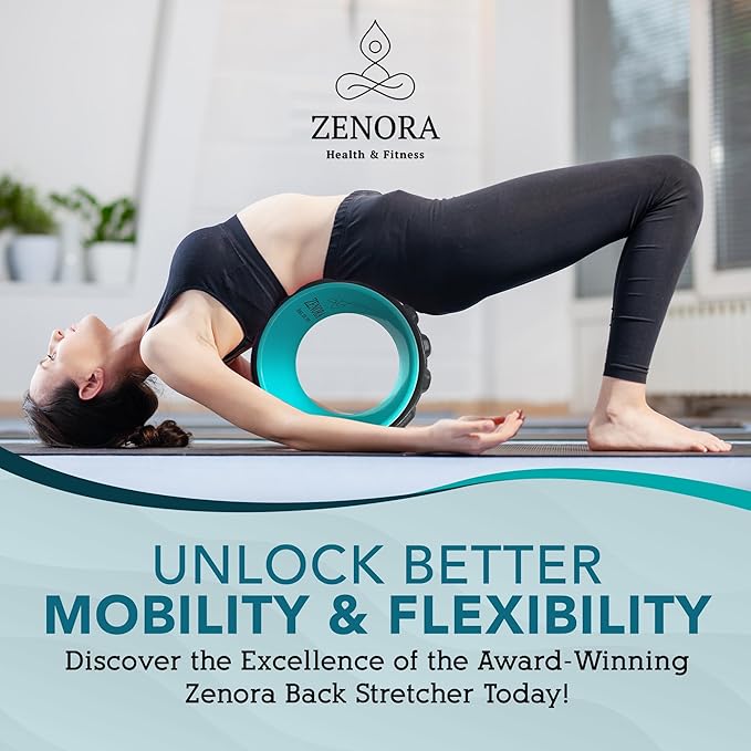 ZENORA Back Stretcher, Back Cracker & Back Roller, Back Pain Relief Product, Yoga Wheel, Foam Roller for Back, Back Stretching & Back Cracking Device, Back Popper. Comes with Instructions & Carry Bag