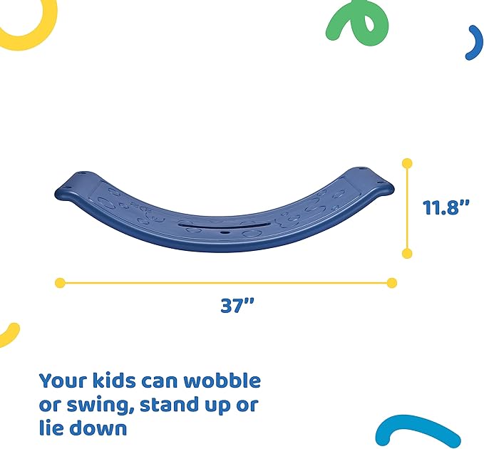 Dazmers Wobble Balance Board - Heavy Duty Plastic Rocker Board For Kids, Toddlers, and Children to Improve Balance and Coordination - Sturdy Curvy Board Pad Construction - Fun and Engaging Balancing Toy