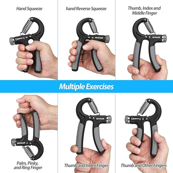 2 Pack Grip Strength Trainer, Hand Grip Strengthener, Adjustable Resistance 22-132Lbs (10-60kg), Forearm Strengthener, Perfect for Musicians Athletes and Hand Injury Recovery