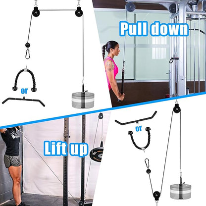 Fitness Cable Pulley System, Gym LAT and Lift Pulldown Machine Attachments, LAT Pull Down Bar Home Workouts Equipments for Biceps Triceps Shoulder Arm Curl Forearm Muscle Strength Exercise