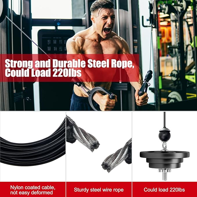 Fitness Pulley Cable 196 Inch, Adjustable Home Gym Cable Pulley System Replacement Fitness Cable for Pulley Machine Accessories, Thick 5mm Heavy Duty Pulley Cable for Home Gym