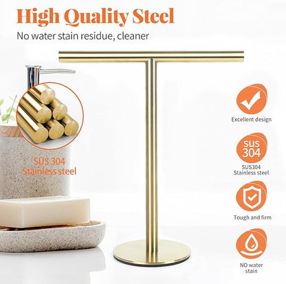 Bathroom Hand Towel Holder Stand，T-Shape Hand Towel Holder Stand SUS304 Stainless Steel for Bathroom，Kitchen or Vanity Countertop